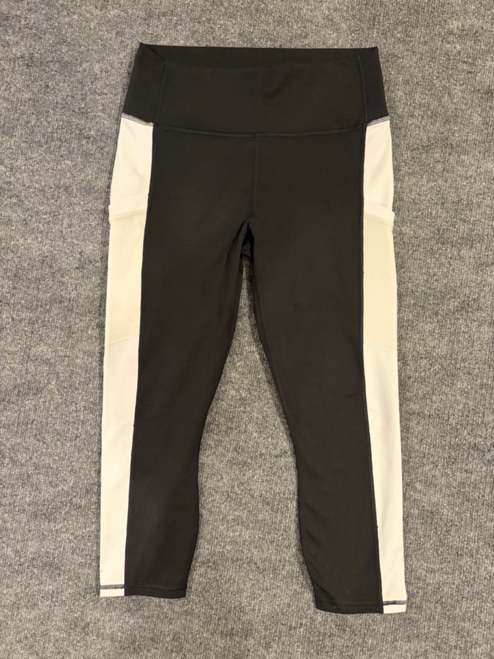 Fabletics Black and White Colorblock Girls' Active Leggings